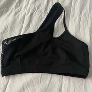 Bombshell Sportswear asymmetrical sports bra in black